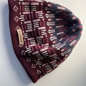 Columbia Burgundy and Pink Knit Beanie